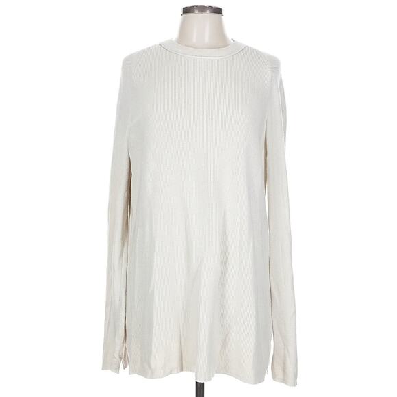 Lululemon Textured Knit Crewneck Sweater Ivory ribbed Long Sleeve Pullover Men L - Picture 3 of 7